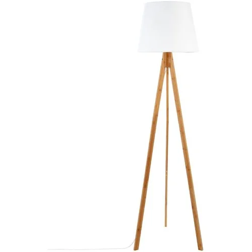 Atmosphera Lampadaire trépied bambou BAHI blanc