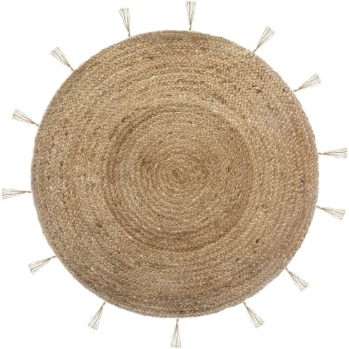 Atmosphera Tapis à franges rond en jute Cosy