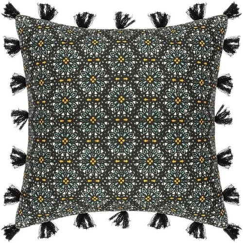 Atmosphera Housse de coussin rosace pompons 40&#215;40 cm