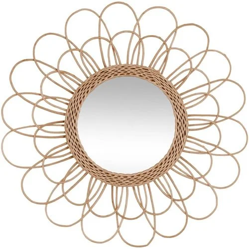 Atmosphera Miroir mural rotin scandi Fleur