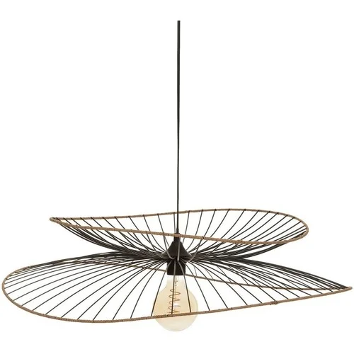 Atmosphera Suspension métal et rotin Alara noir D69.5