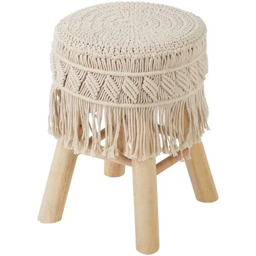 Atmosphera Tabouret d&rsquo;appoint macramé beige