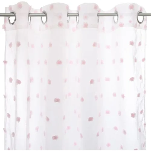 Atmosphera Rideau design pompons enfant Lilo &#8211; L. 140 x l. 240 cm &#8211; Rose