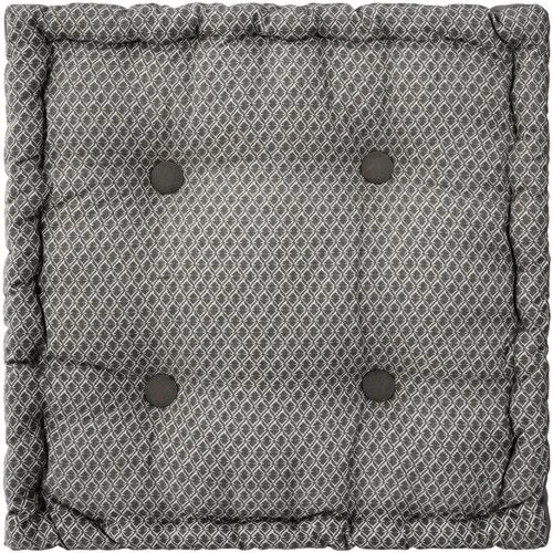 Atmosphera Coussin de sol carré en coton à motif Otto &#8211; 38 x 38 &#8211; Gris