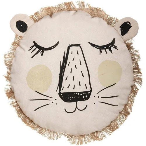 Atmosphera Coussin rond lion franges 38 cm