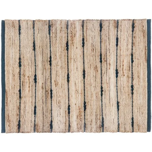 Atmosphera Tapis jute 60&#215;90 cm Ray bleu canard